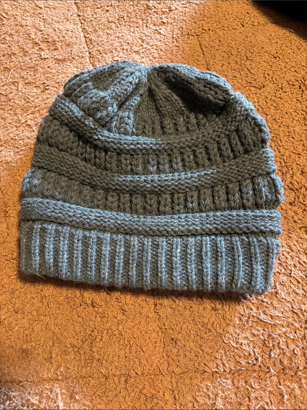 Grey knit winter hat